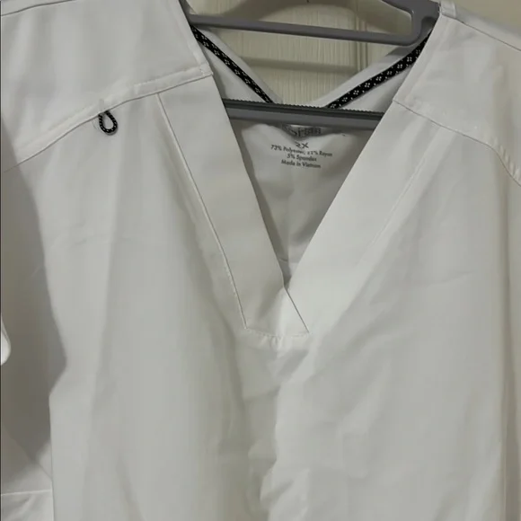 White Koi Scrub Top EUC - Picture 3 of 5